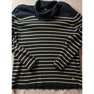 Lauren Ralph Lauren Black Gold Stripe Sweater Women’s 3X Metallic Knit Plus Size